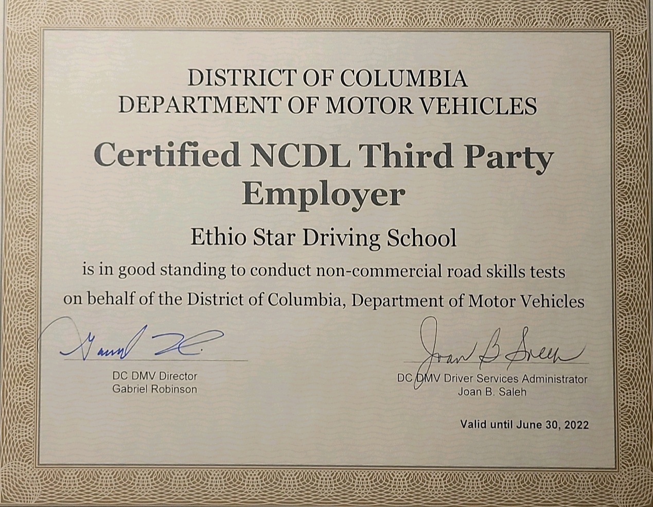 Ethio Star Driving School Certification